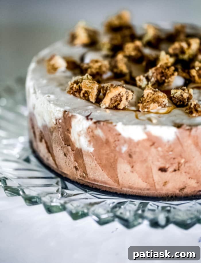 Reese's Puffs Treat Ice Cream Sundae Cake with toppings