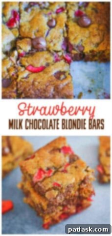 Strawberry & Cream Chocolate Blondies 7 Strawberry Milk Chocolate Chip Blondie Bars