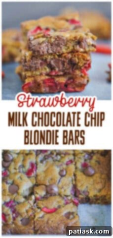 Strawberry & Cream Chocolate Blondies 8 Strawberry Milk Chocolate Chip Blondie Bars