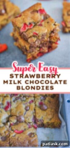 Strawberry & Cream Chocolate Blondies 6 Strawberry Milk Chocolate Chip Blondie Bars