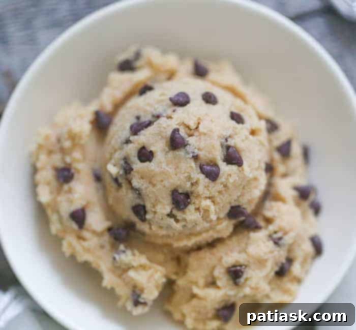 Healthy Low Carb Chocolate Chip Cookie Dough, gluten-free and keto-friendly