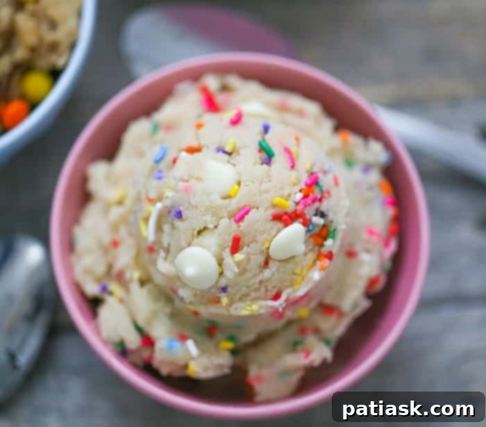 Colorful Funfetti Birthday Sugar Cookie Dough, perfect for celebrations