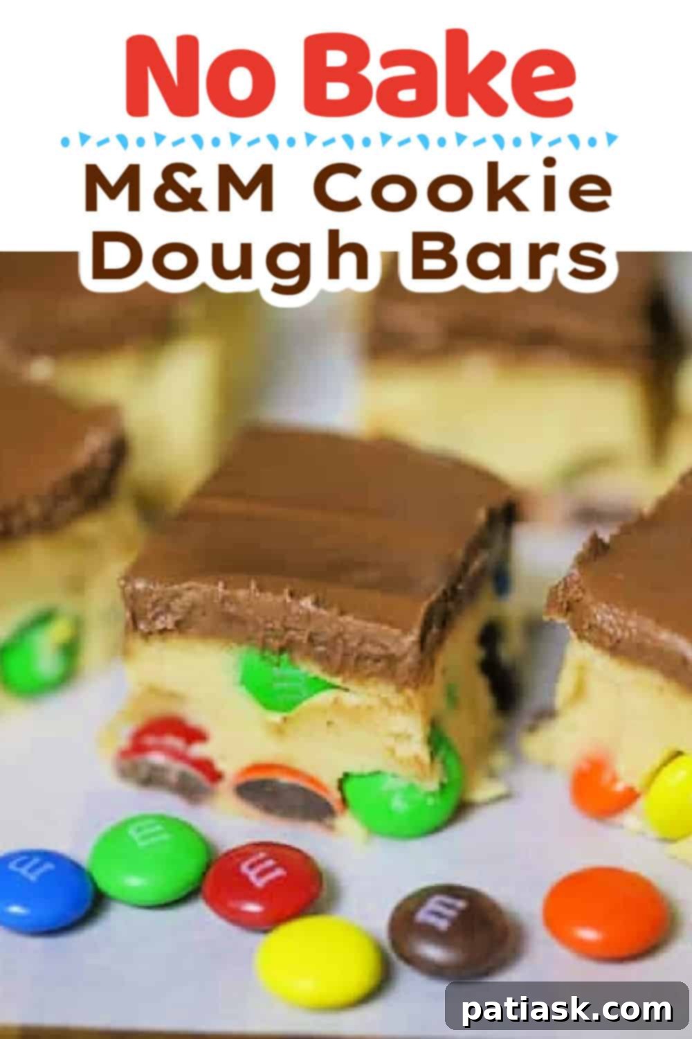 Sweet & Simple M&M Cookie Dough Bars 8 M&M Cookie Dough Bars - No Bake