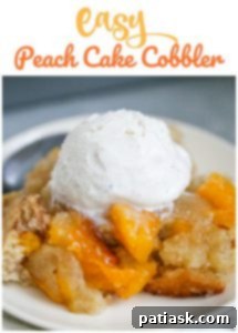 Easy Peach Cake Cobbler, a side view