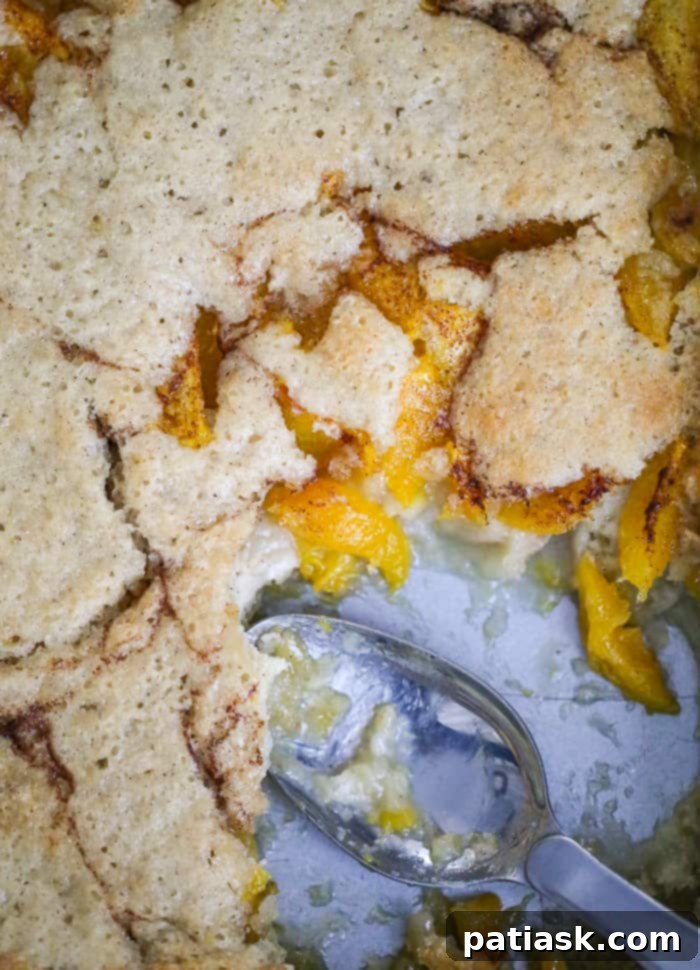 Homemade Peach Cobbler, a rustic and delicious dessert