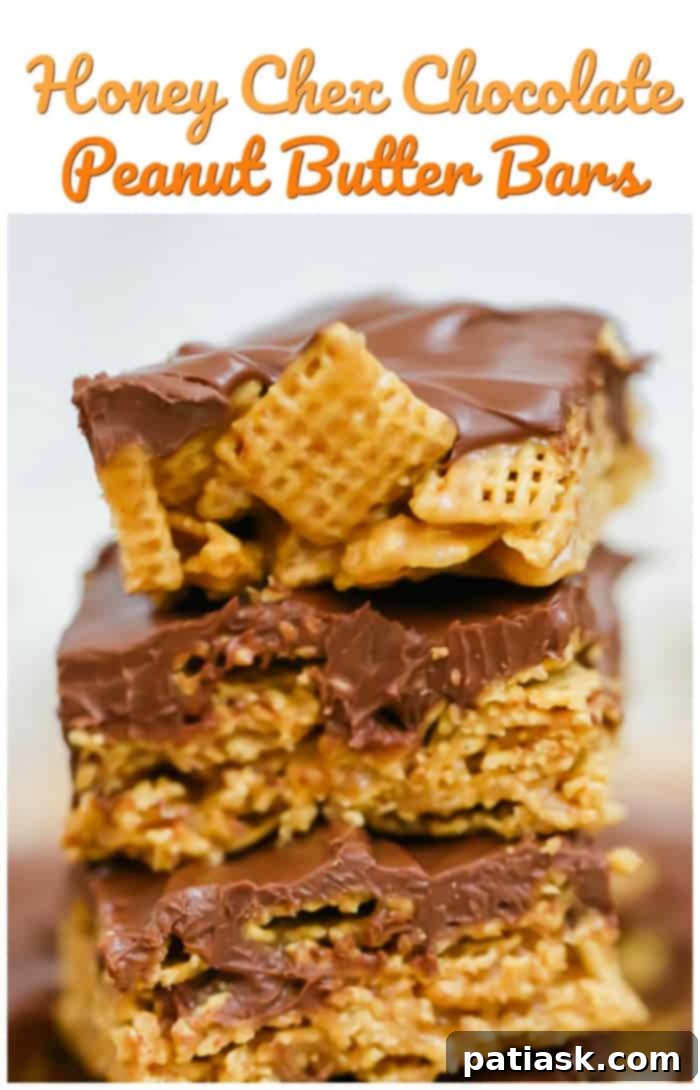 Chewy Chocolate Peanut Butter Bars 8 OMG Honey Chex Chocolate Peanut Butter Bars cereal treats recipe