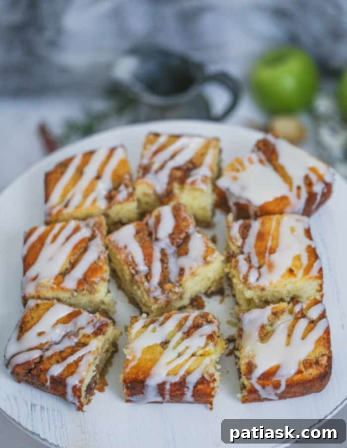 Apple Cinnamon Swirl Coffee Cake 6 Apple Cinnamon Roll Coffee Cake with a generous glaze