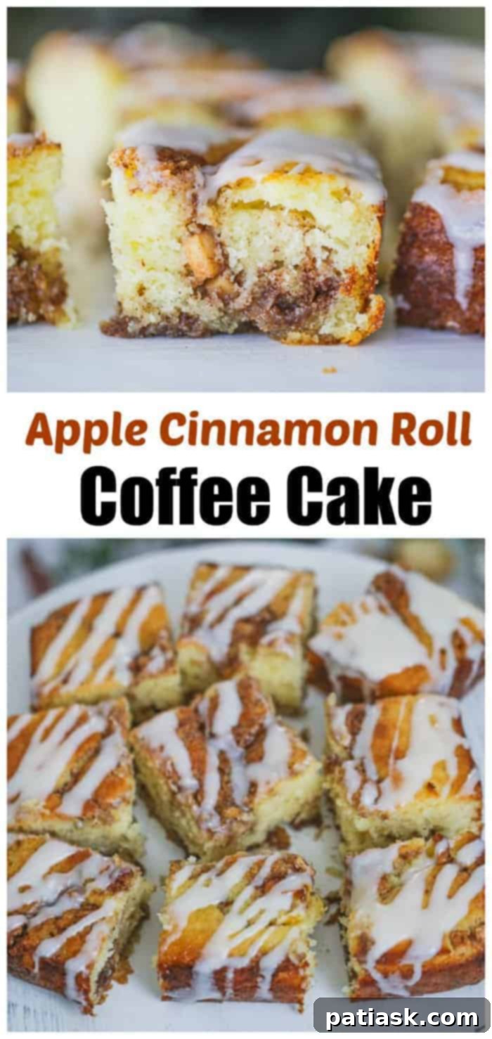 Apple Cinnamon Swirl Coffee Cake 12 Apple Cinnamon Roll Coffee Cake with a bite taken
