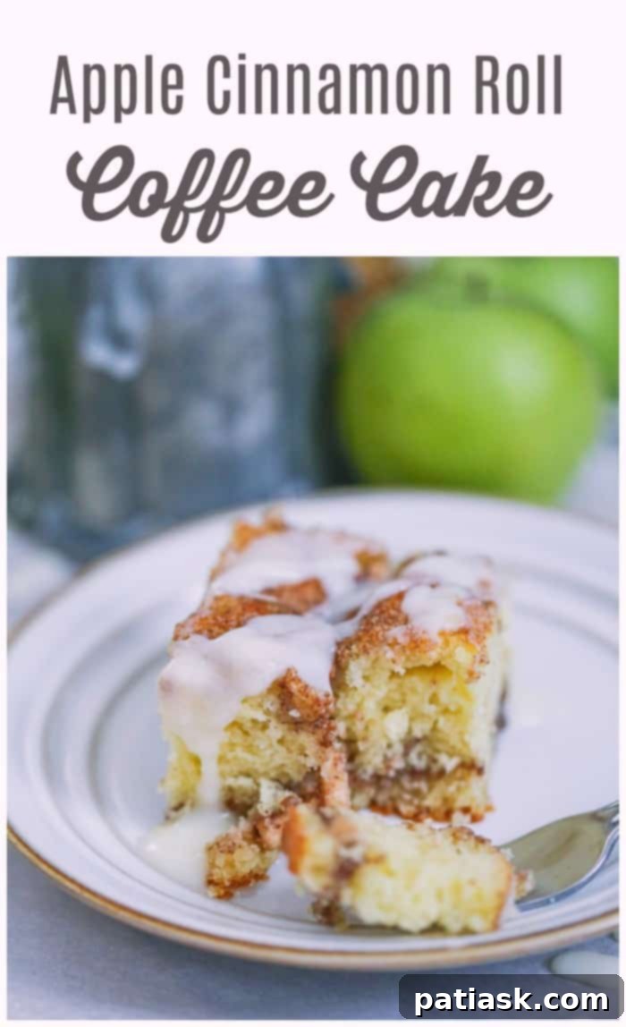 Apple Cinnamon Swirl Coffee Cake 14 Apple Cinnamon Roll Coffee Cake on a plate