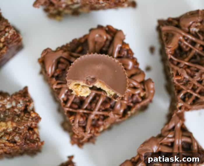 Reese's Stuffed chocolate Peanut Butter Cup Krispies Treats recipe