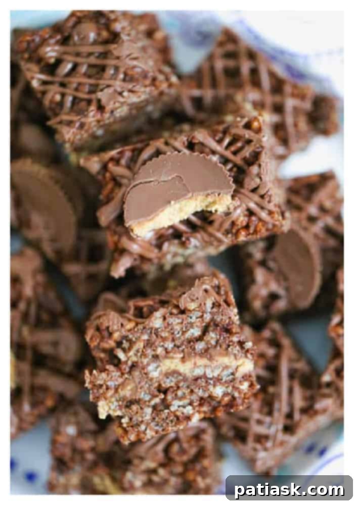 Reese's Stuffed chocolate Peanut Butter Cup Krispies Treats recipe