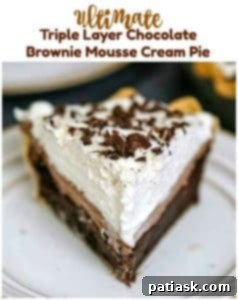 Ultimate Triple Layer Chocolate Brownie Mousse Cream Pie