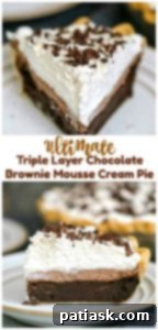 Ultimate Triple Layer Chocolate Brownie Mousse Cream Pie