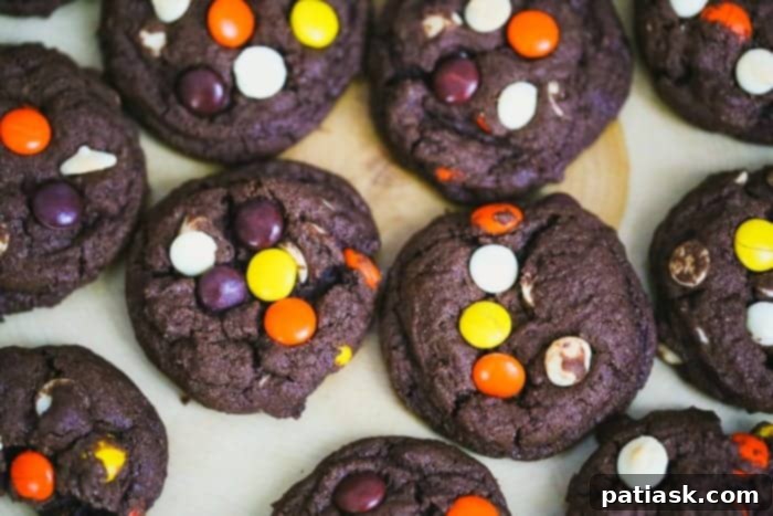 Reese's Chocolate Fudge Cookies Irresistible Reese's Chocolate Fudge Cookies loaded with peanut butter candies and white chocolate chips