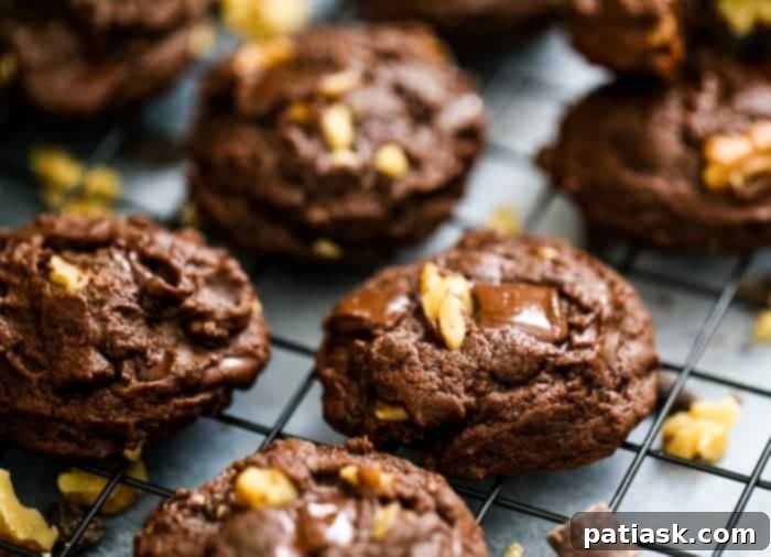 Decadent Brownie Walnut Chunk Cookies 2 Brownie Walnut Chocolate Chunk Cookies recipe healthy vegan gluten free