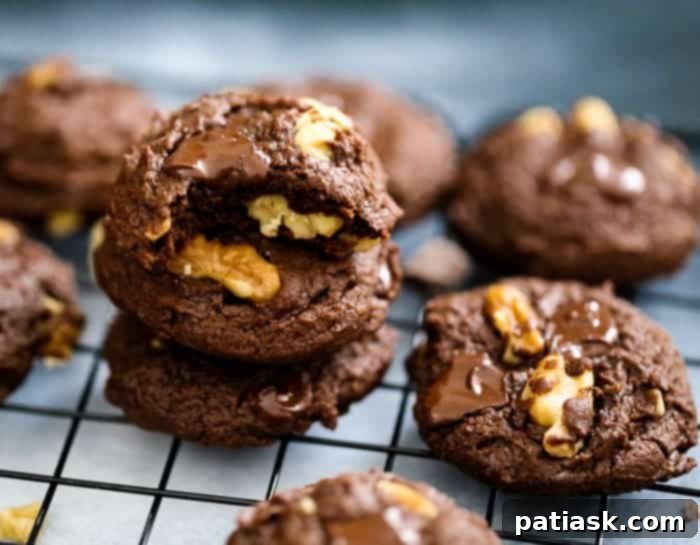 Decadent Brownie Walnut Chunk Cookies 3 Brownie Walnut Chocolate Chunk Cookies recipe healthy vegan gluten free