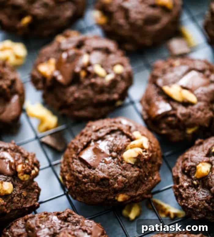 Decadent Brownie Walnut Chunk Cookies 4 Brownie Walnut Chocolate Chunk Cookies recipe healthy vegan gluten free