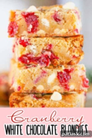 Cranberry white chocolate blondies
