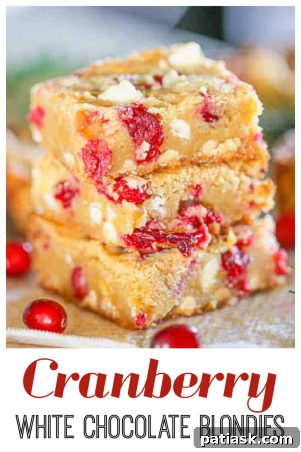 Cranberry white chocolate blondies