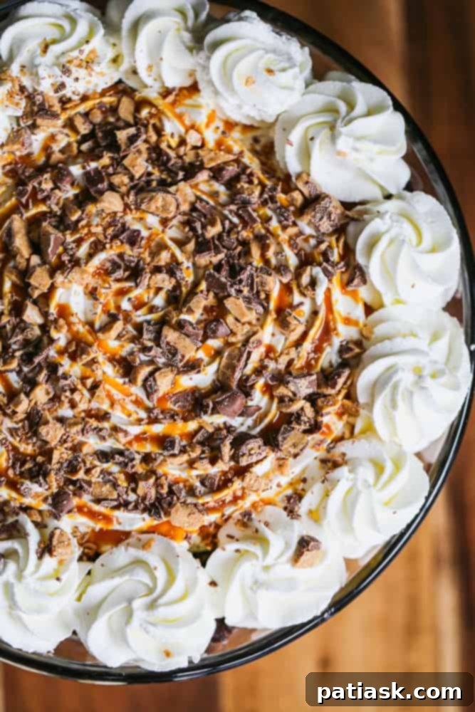 Divine Bliss Trifle 3 Close-up of Better Than Sex Chocolate Trifle Dessert with visible caramel and toffee bits