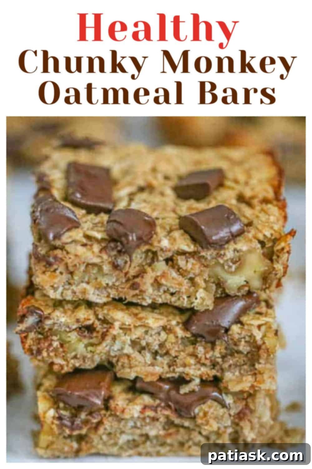 Healthy Chunky Monkey Oatmeal Bars: nutritious and satisfying quick treats