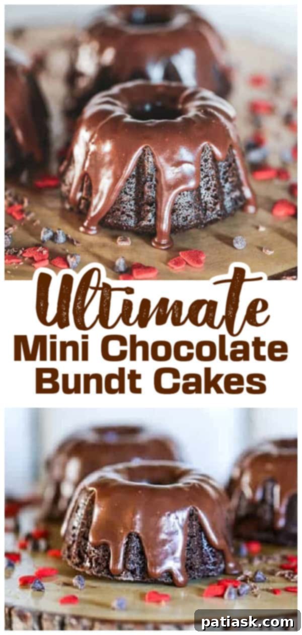 A collection of Mini Decadent Chocolate Bundt Cakes beautifully presented