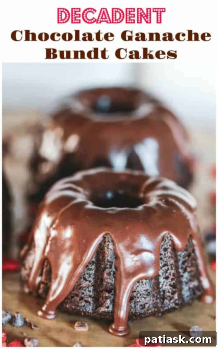 Mini Decadent Chocolate Ganache Bundt Cakes, perfect for sharing