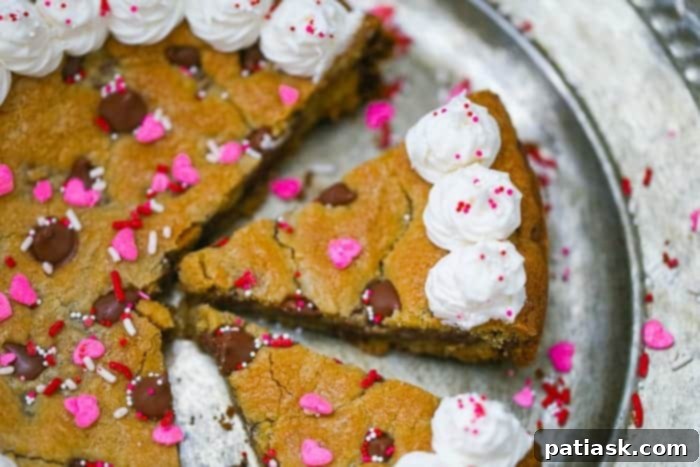 Irresistible Chocolate Chip Celebration Cookie Cake 5 Decorated chocolate chip cookie cake ready for serving