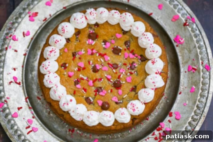 Irresistible Chocolate Chip Celebration Cookie Cake 6 Close up of chocolate chip cookie slice