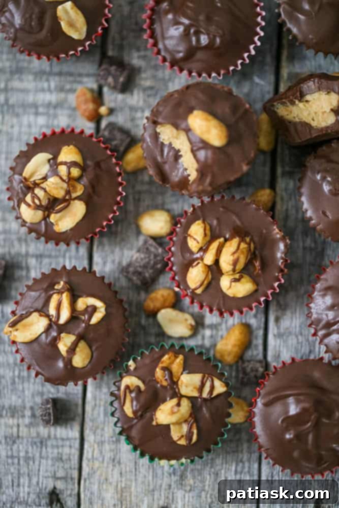 Close-up of creamy homemade mini peanut butter cups