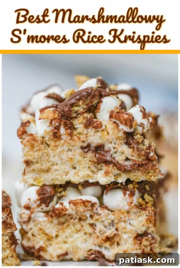 No-Bake S'mores Krispie Bars 8 Close-up of fluffy Marshmallow S'mores Rice Krispies treats