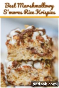 No-Bake S'mores Krispie Bars 9 Two S'mores Rice Krispies treats stacked