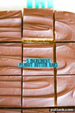 Easy 5-Ingredient Peanut Butter Bars 8 Rows of perfectly cut no-bake peanut butter bars