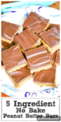 Easy 5-Ingredient Peanut Butter Bars 9 A serving plate with freshly made 5-Ingredient Peanut Butter Bars