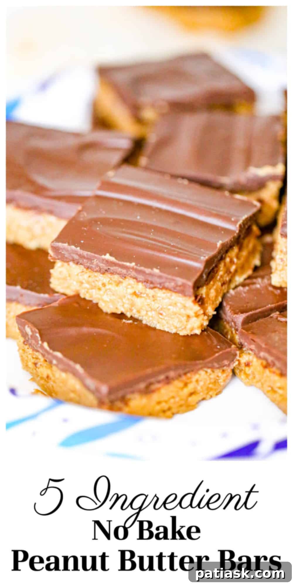 Easy 5-Ingredient Peanut Butter Bars 6 A close-up shot of a plate filled with delicious homemade Peanut Butter Bars