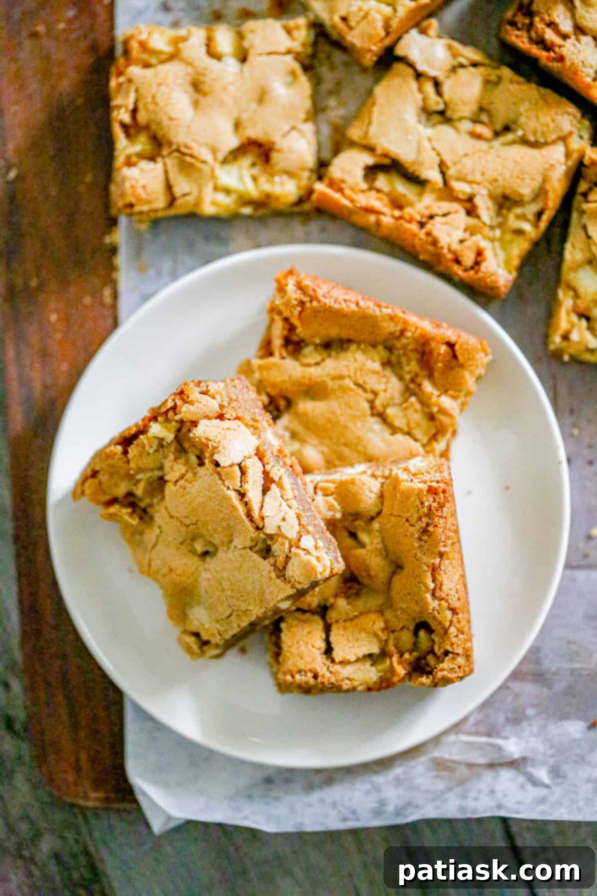 Golden Caramel Blondie Bars 4 Close-up of slices of 'Copycat' Applebee's Blondies Brownies with nuts