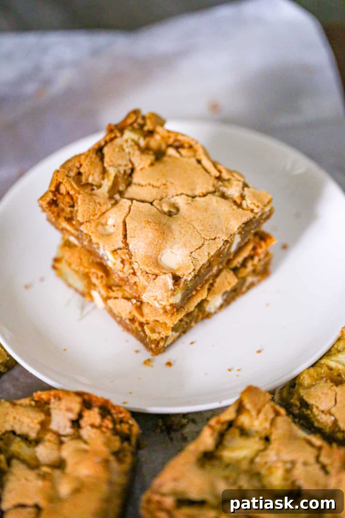 Golden Caramel Blondie Bars 5 Served slices of 'Copycat' Applebee's Blondies Brownies with a scoop of ice cream and sauce