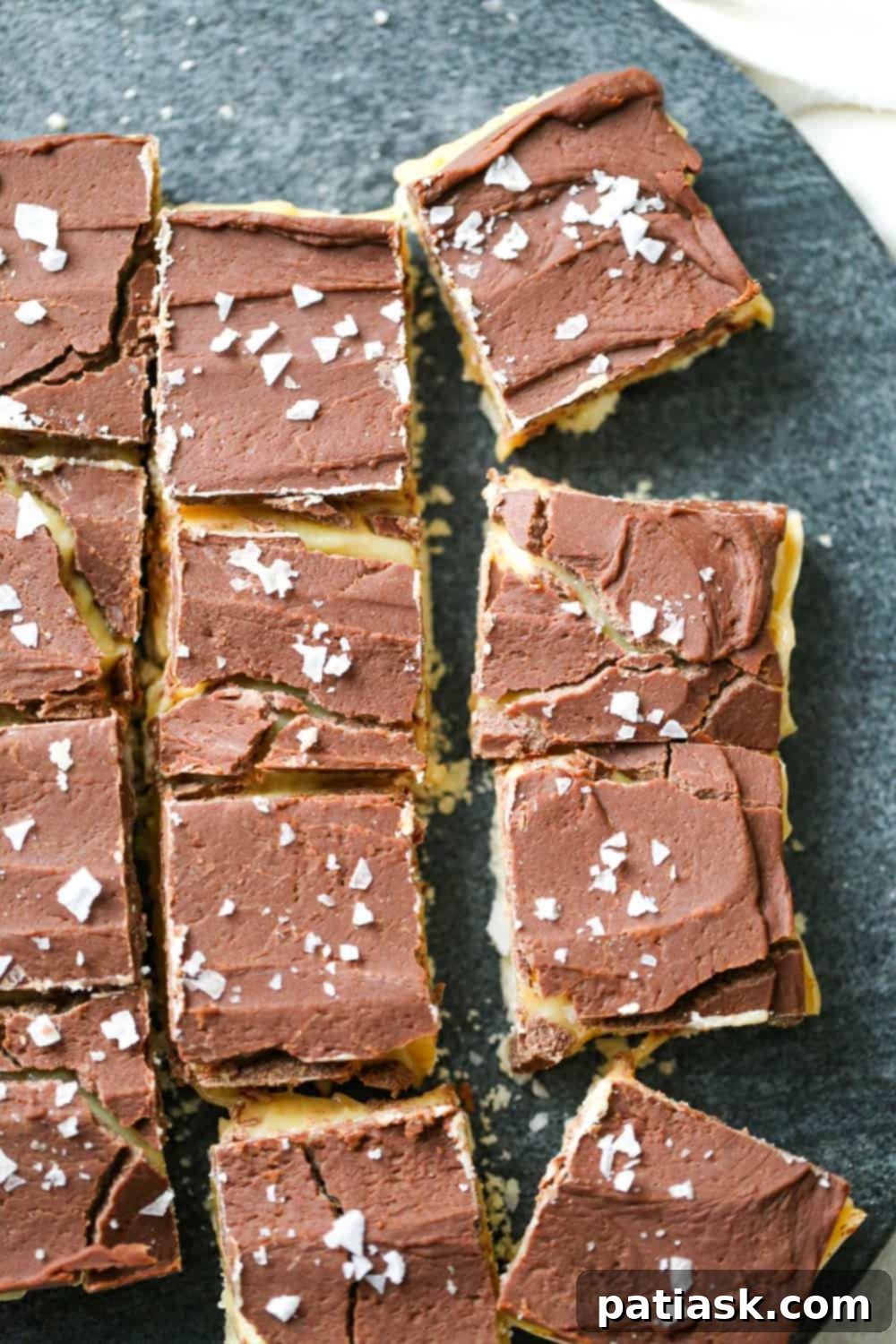 Gilded Millionaire Bars 3 Close-up of Millionaire Bars showing the caramel and chocolate