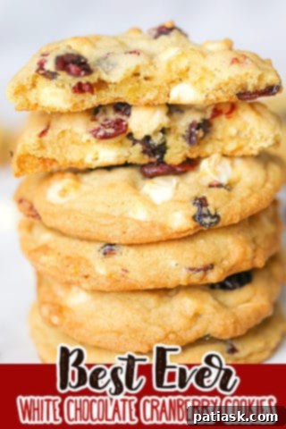 Irresistible White Chocolate Cranberry Cookies 8 Best-Ever White Chocolate Cranberry Cookies recipe close-up.