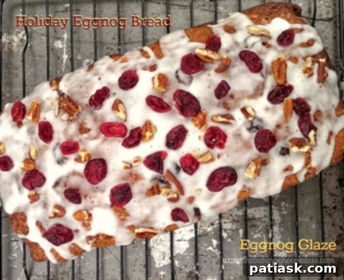 Yuletide Eggnog Loaf 3 Holiday Eggnog Bread & Eggnog Glaze {Dried Cranberries & Nuts too}
