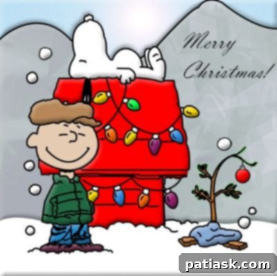 Merry Christmas Charlie Brown and Snoopy festive greeting