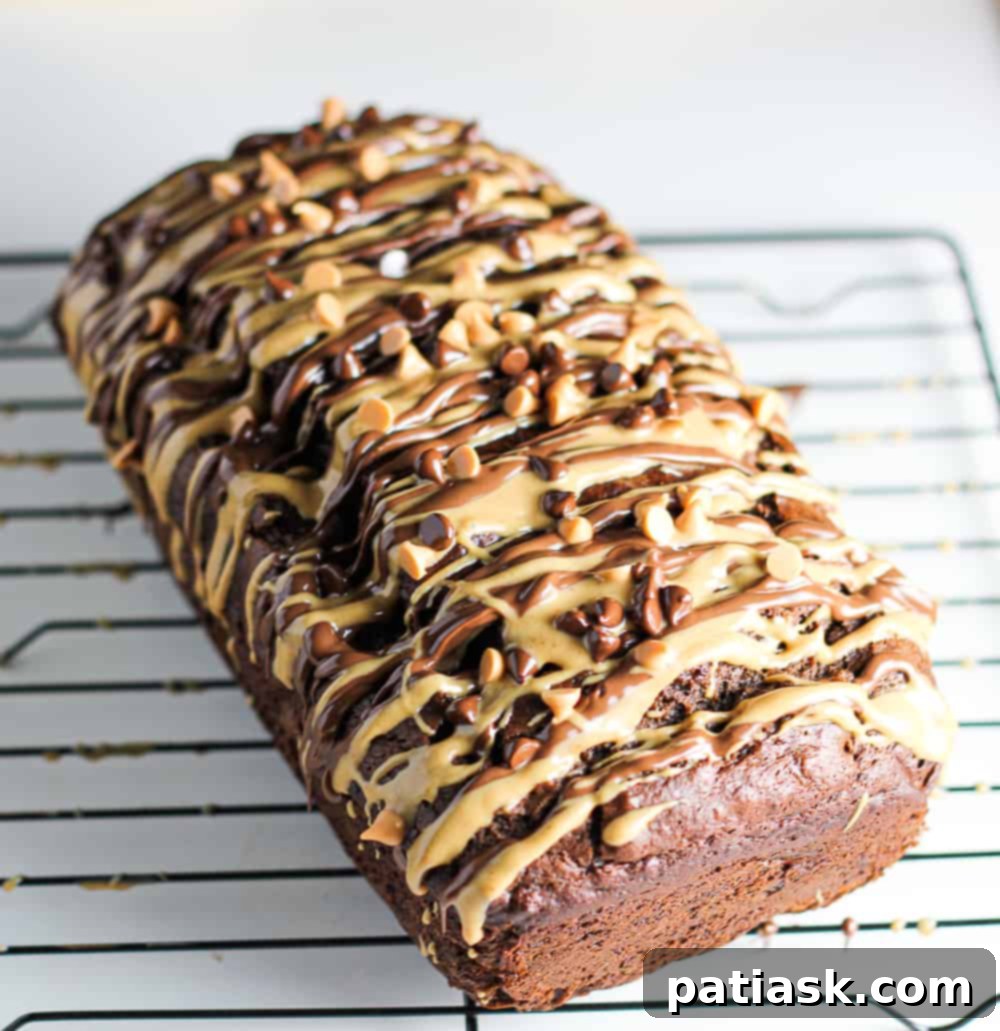 Decadent Chocolate Peanut Butter Banana Bread 5 Chocolate Peanut Butter Banana Loaf recipe