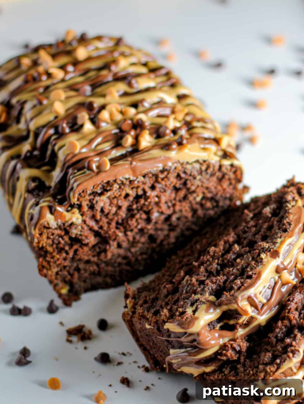 Decadent Chocolate Peanut Butter Banana Bread 4 Chocolate Peanut Butter Banana Loaf recipe