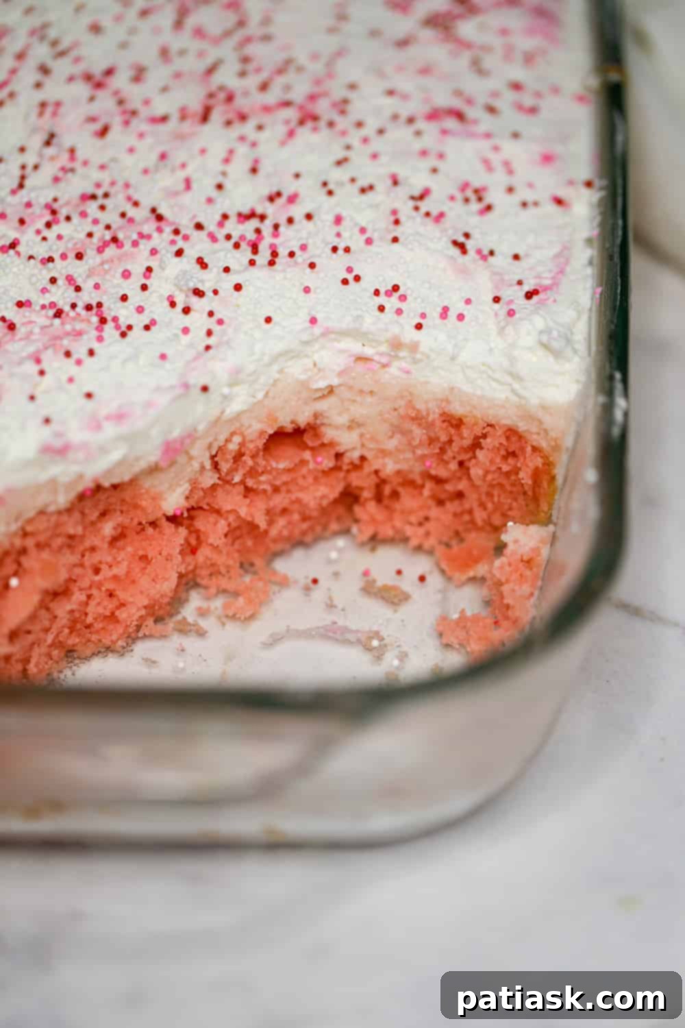 Strawberry Cream Passion Poke Cake 4 strawberry pudding poke cake