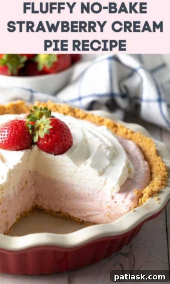 Fluffy No-Bake Strawberry cream pie recipes easy @ Melissa's Southern Kitchen