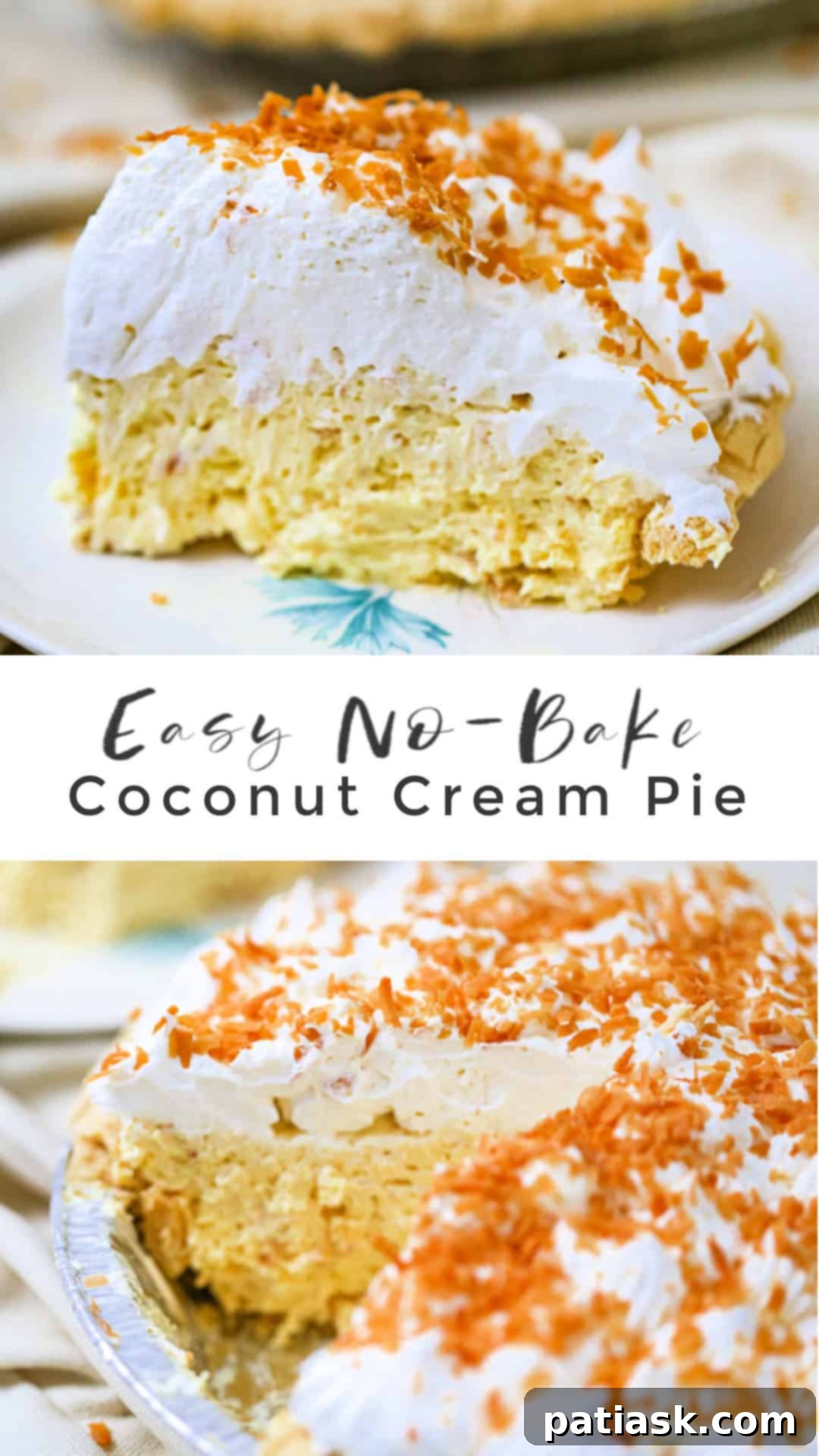 Easy No-Bake Coconut Cream Pie! @ The Baking ChocolaTess