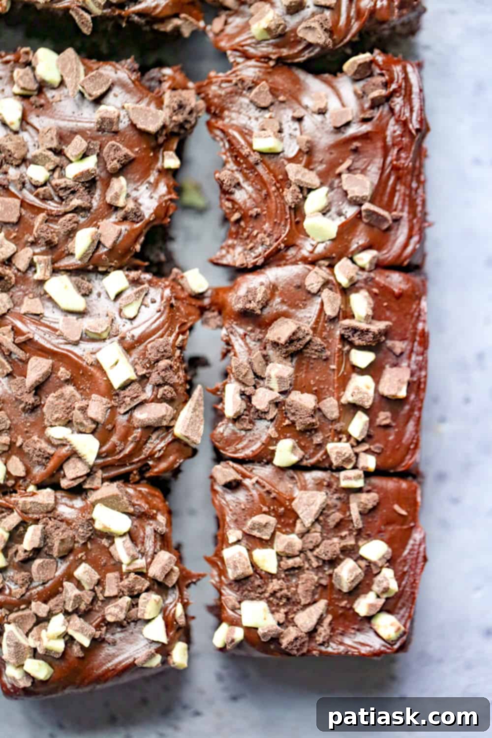 Quick Thin Mint Andes Chocolate Brownie Bars 3 Brownies frosted with cookie bits and mint candies