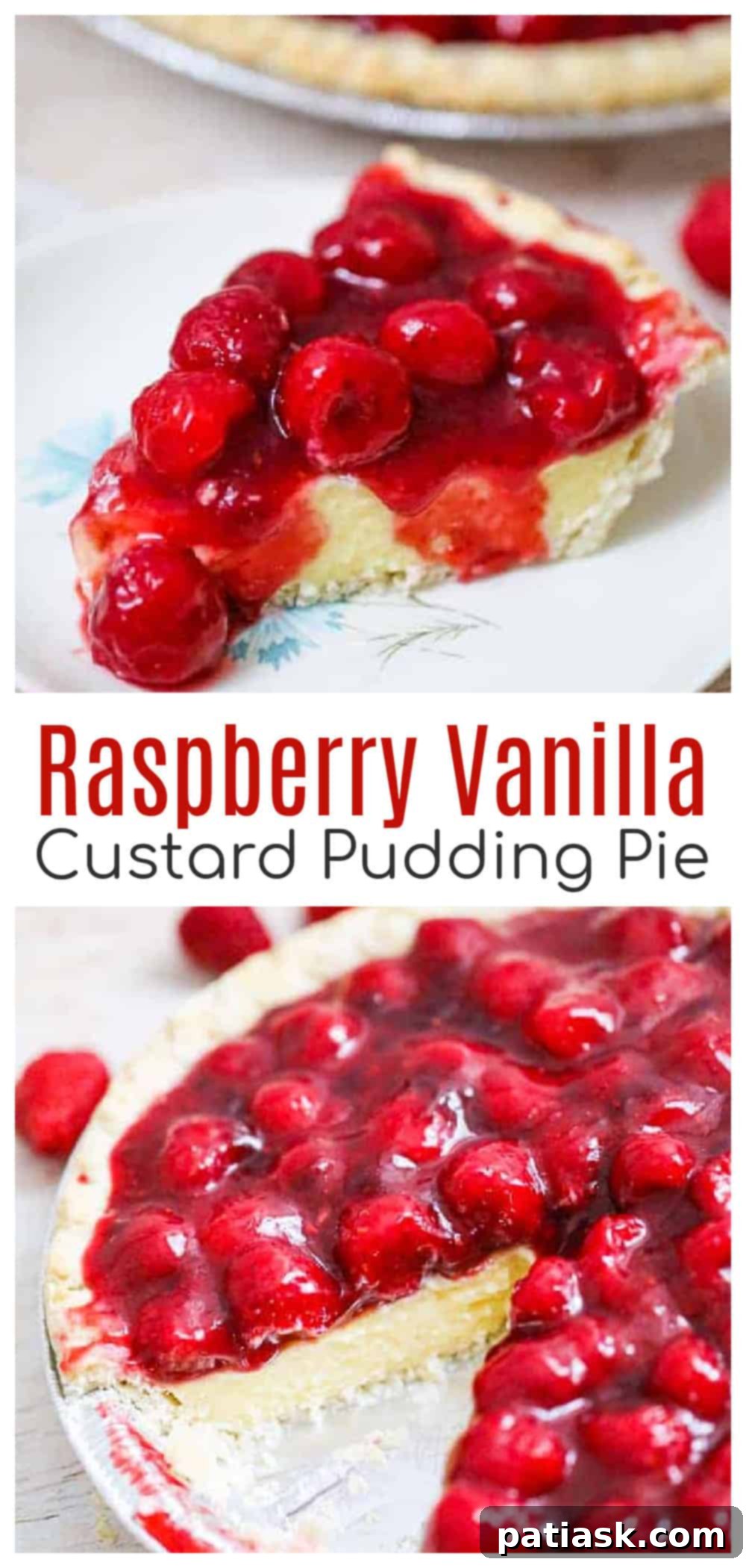 Full Raspberry Vanilla Custard Pudding Pie