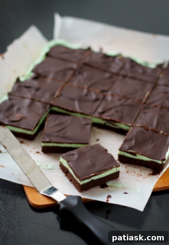 Decadent Chocolate Mint Brownie Recipes 11 Grasshopper Brownie Bars with creme de menthe