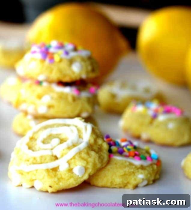 Zesty Lemon Cream Cheese Cookies 2 Tangy Lemon Cream Cheese Cookies with White Chocolate Chips and Sprinkles